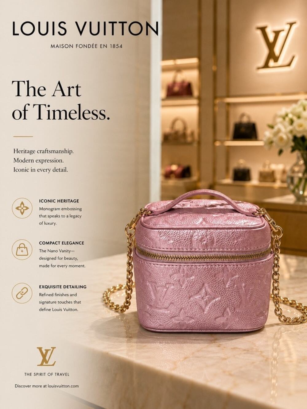 KB041: Louis Vuitton Monogram Empreinte Micro Vanity in Rose Pink